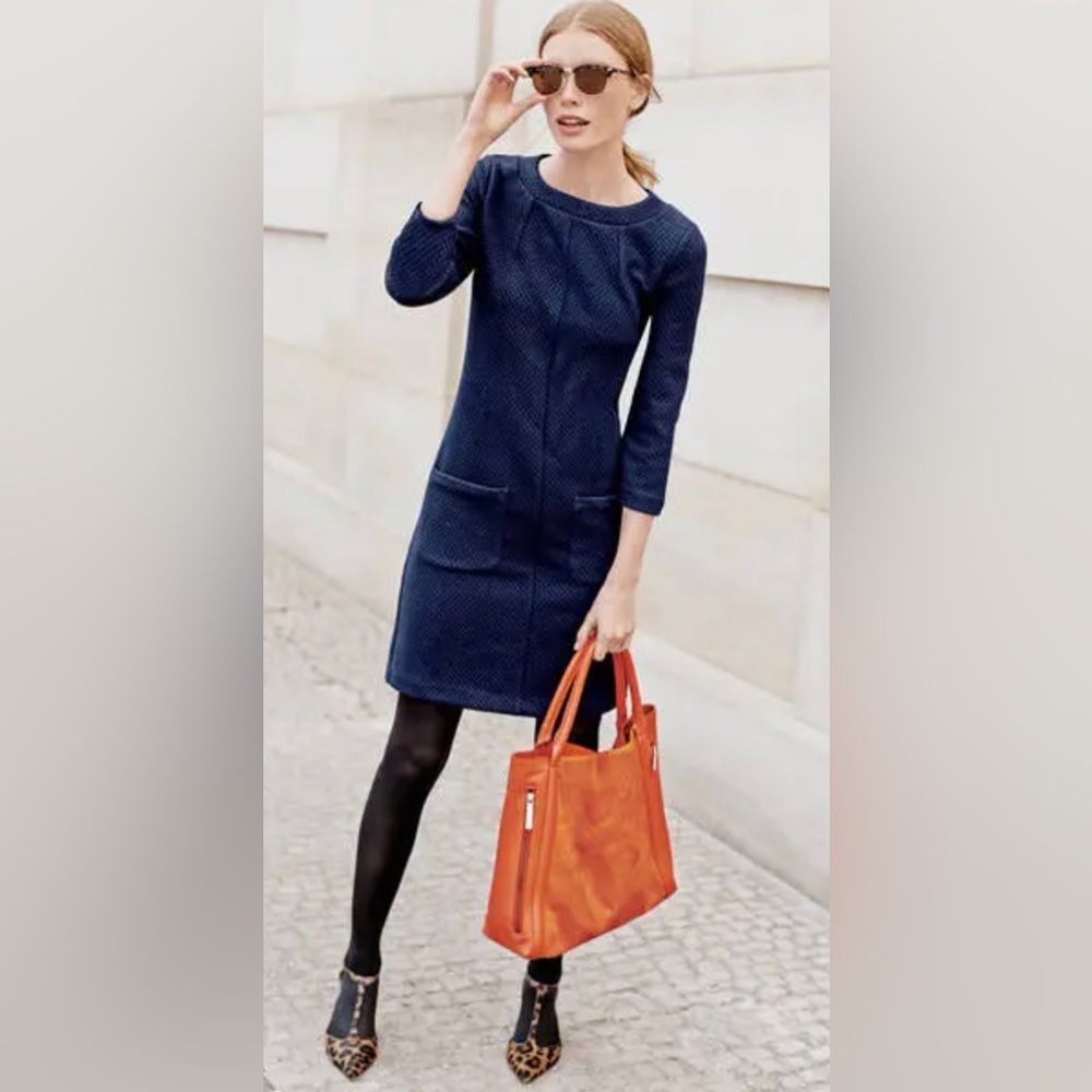 Boden Navy Textured Mini Dress